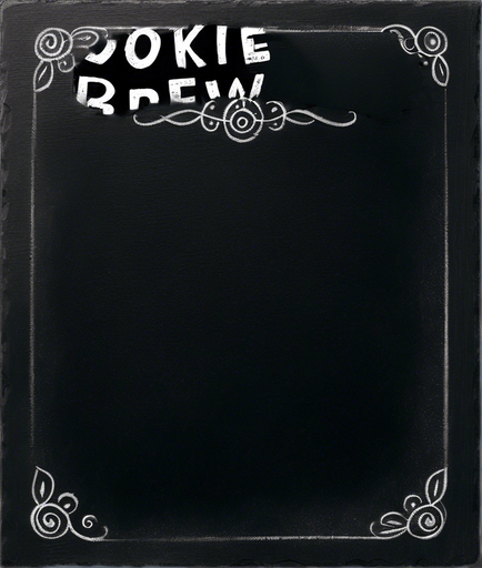 Text "ROOKIE BREW" handwritten in chalk in capital letters