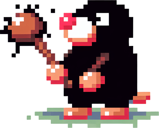 pixel art. mole. standing up position. whack-a-mole.
Single Game Texture. In-Game asset. 2d. Blank background. High contrast. No shadows.