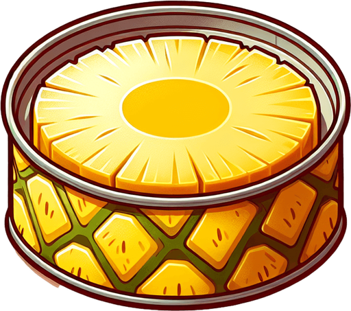 Delicious slice of (canned) pineapple with peel and center removed..
Single Game Texture. In-Game asset. 2d. Blank background. High contrast. No shadows.