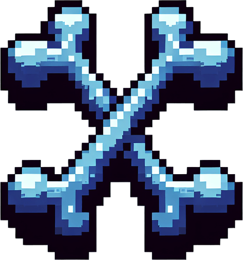 a single blue gray skeleton bone, front view, I want the art style to reflect a classic 16-bit retro pixel art aesthetic, reminiscent of early 1990s RPGs.
Single Game Texture. In-Game asset. 2d. Blank background. High contrast. No shadows.