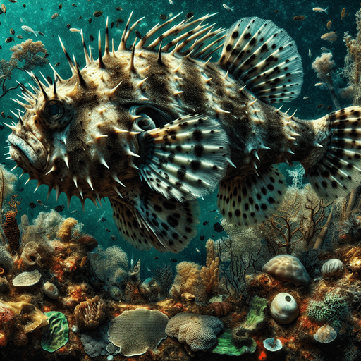 diodon hystrix swimming.
lateral view