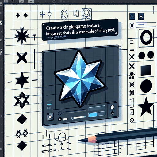 une étoile en cristal.
Single Game Texture. In-Game asset. 2d. Blank background. High contrast. No shadows.