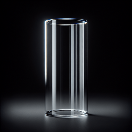 Empty glass Tube. Vertical.
0 degrees Lateral view. Black background.