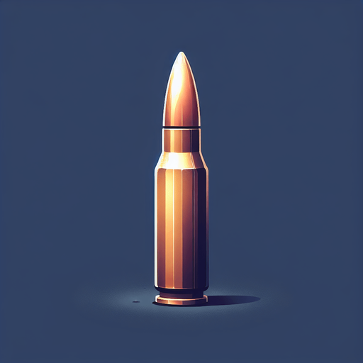 A bullet.
Single Game Texture. In-Game asset. 2d. Blank background. High contrast. No shadows.