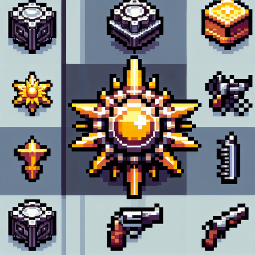 Special item shooting game pixel art, shiny
Single Game Texture. In-Game asset. 2d. Blank background.