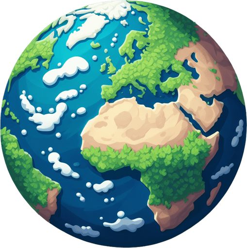 Earth hemisphere.
Single Game Texture. In-Game asset. 2d. Blank background. High contrast. No shadows.