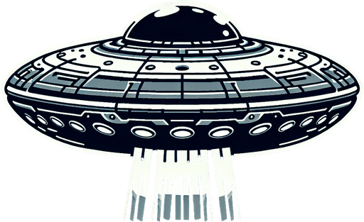 a 2d ufo sideview.
Single Game Texture. In-Game asset. 2d. Blank background. High contrast. No shadows.