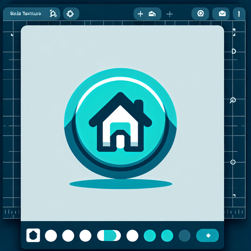 A cyan circle button with a home silhouette in the center. The button means "go back to start window". Avoid white color..
Single Game Texture. In-Game asset. 2d. Blank background. High contrast. No shadows.