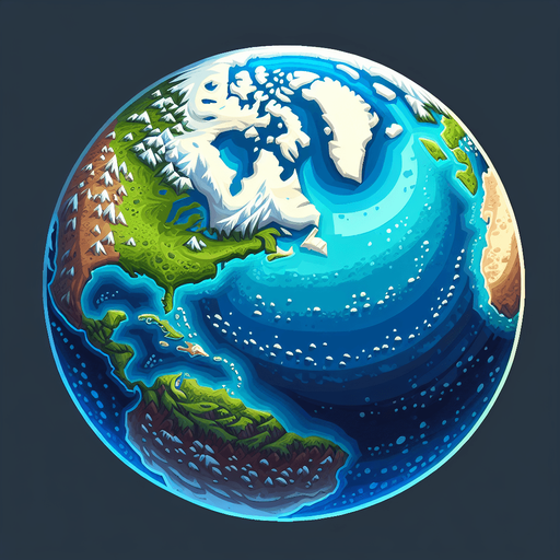 Earth hemisphere.
Single Game Texture. In-Game asset. 2d. Blank background. High contrast. No shadows.