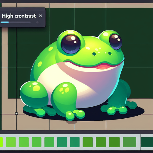 A little green frog.
Single Game Texture. In-Game asset. 2d. Blank background. High contrast. No shadows.