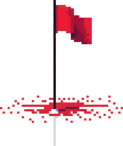 pixel art of a tall, red flag.
2d. white background. High contrast. shadowless.