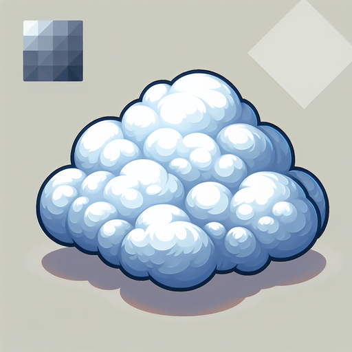 fluffy cloud.
Single Game Texture. In-Game asset. 2d. Blank background. High contrast. No shadows.