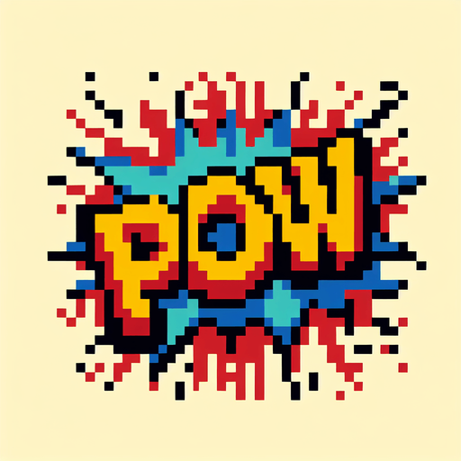 pixel art of pow comic symbol.