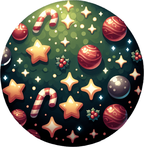 2d christmas dark sparkles Single Game Texture. In-Game asset. 2d. Blank background. High contrast. No shadows.