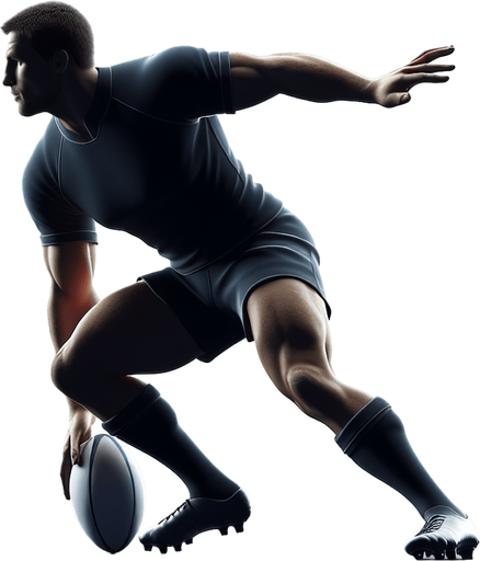 Joueur de rugby qui sont les adversaires tout seule qui s’apprête à plaquer.
Single Game Texture. In-Game asset. 2d. Blank background. High contrast. No shadows.