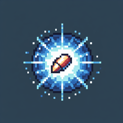 Pixel art bullet blue and white shining orb of energy retro

Single Game Texture. In-Game asset. 2d. Blank background. High contrast. No shadows.