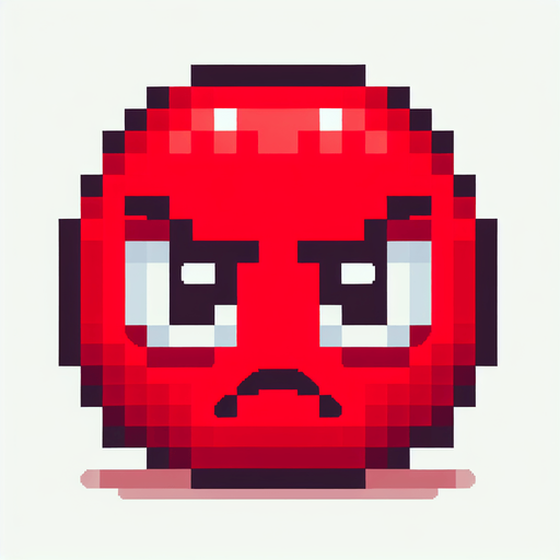 pixel art of a red angry reaction emoji.