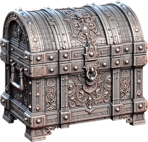 Chest.
Single Game Texture. In-Game asset. 2d. Blank background. High contrast. No shadows.