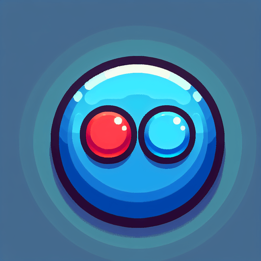 a button with a red button next to a blue button on it.
Single Game Texture. In-Game asset. 2d. Blank background. High contrast. No shadows.