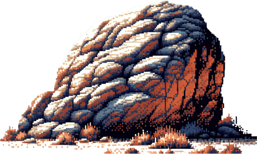 pixel art of a large rock.