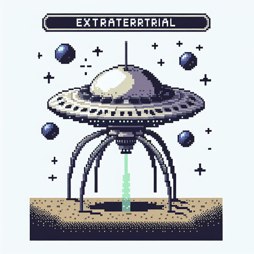 pixel art of an alien space rocket.
Single Game Texture. In-Game asset. 2d. Blank background. High contrast. No shadows.