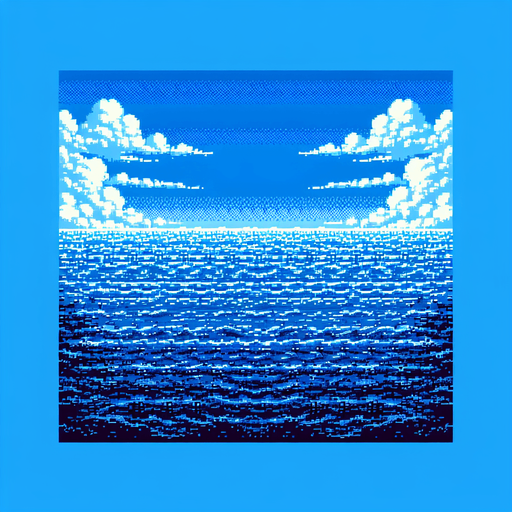 blue ocean seen directly from above. pixelated 8-bit.
Single Game Texture. In-Game asset. 2d. Blank background. High contrast. No shadows.