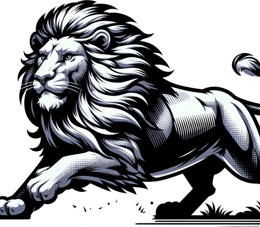 running lion, facing left, no background.
Single Game Texture. In-Game asset. 2d. Blank background. High contrast. No shadows.