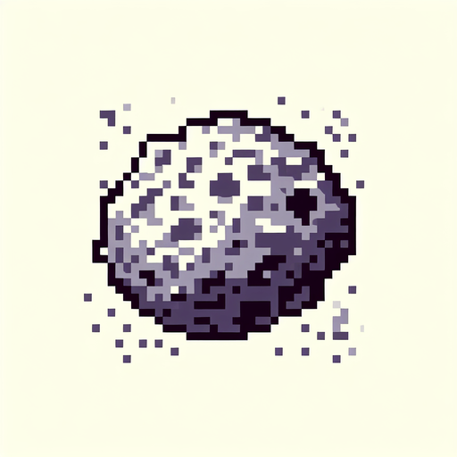 pixel art of a asteroid.
Game asset. 2d. Blank background. High contrast. No shadows.