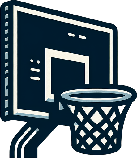 a basket hoop by profile.
Single Game Texture. In-Game asset. 2d. Blank background. High contrast. No shadows.