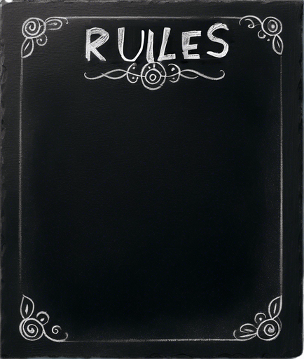 "RULES" handwritten in chalk