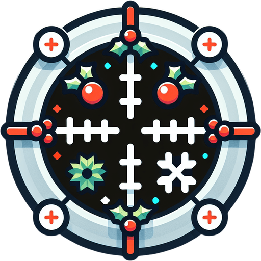 2d transparent christmas crosshair Single Game Texture. In-Game asset. 2d. Blank background. High contrast. No shadows.