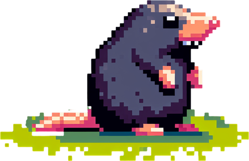 pixel art. mole. standing up position..
Single Game Texture. In-Game asset. 2d. Blank background. High contrast. No shadows.