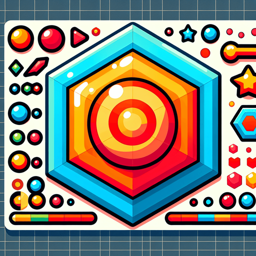 Hexagonal target sprite sheet. Bright colors, cartoon.
Single Game Texture. In-Game asset. 2d. Blank background. High contrast. No shadows.