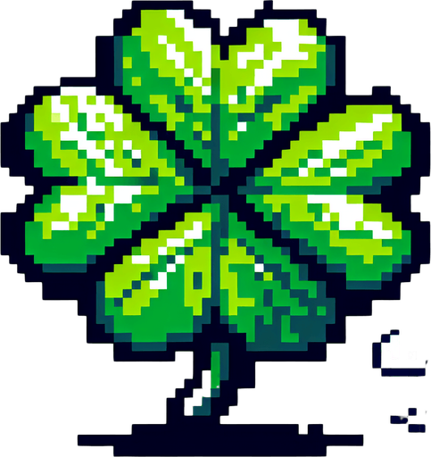 pixel art of a 4 leaf clover.