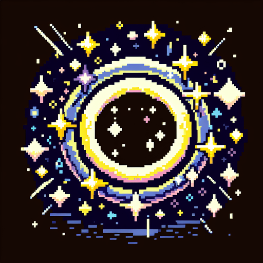 In game comic sparkles, a circle ring of stars and sparkles ✨ pixel art, pale yellow, action lines.
Single Game Texture. In-Game asset. 2d. Blank background. High contrast. No shadows.