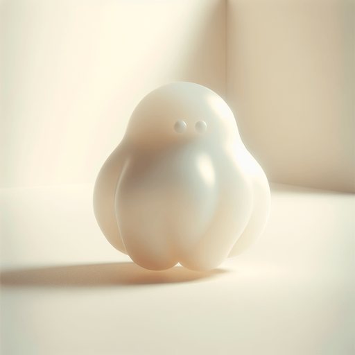 minimal white translucid blob character (like in blobby volley)...