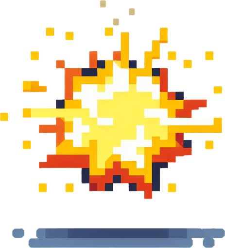 Bright yellow blast pixel art shooter game
Single Game Texture. In-Game asset. 2d. Blank background. High contrast. No shadows.