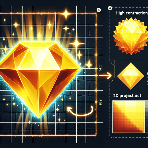 Magic Yellow Diamond Gem.
Single Game Texture. In-Game asset. 2d. Blank background. High contrast. No shadows.