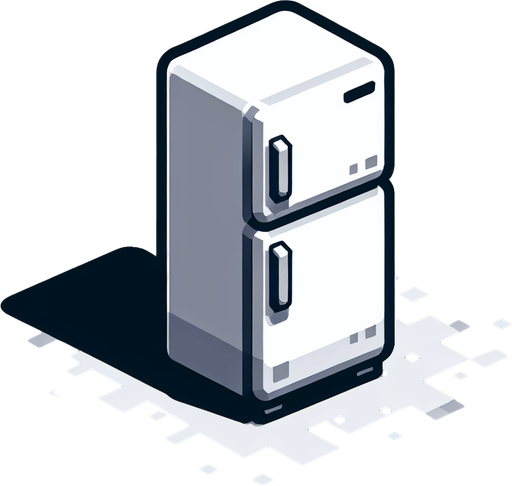 a simple fridge.
Single Game Texture. In-Game asset. 2d. Blank background. High contrast. No shadows.