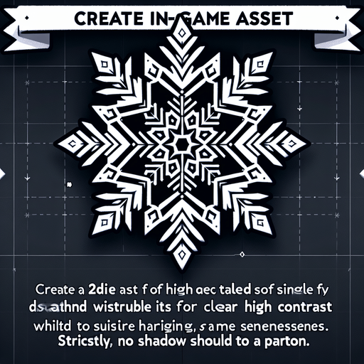 A snowflake Single Game Texture. In-Game asset. 2d. Blank background. High contrast. No shadows.