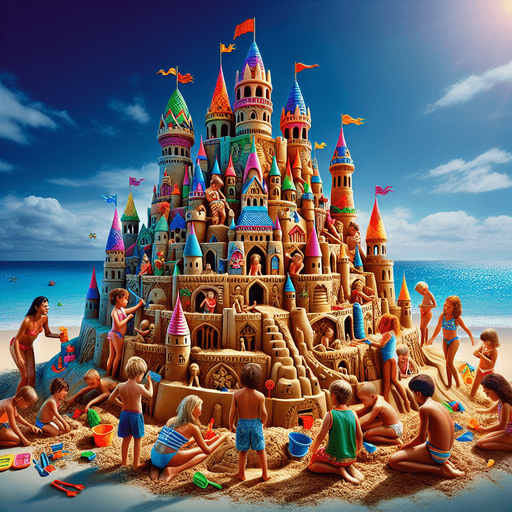 Un château de sable pour enfant.
Image coloré