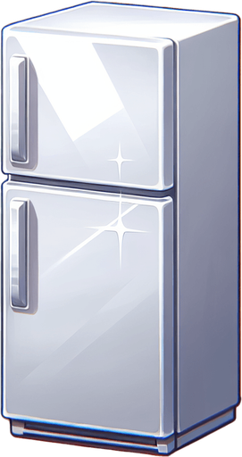 a simple fridge.
Single Game Texture. In-Game asset. 2d. Blank background. High contrast. No shadows.