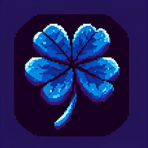 pixel art of a 4 leaf indigo clover....
Single Game Texture. In-Game asset. 2d. Blank background. High contrast. No shadows.