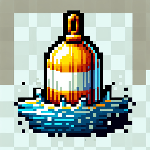 8 bit. cartoon. big buoy. floating in the water.  in game asset. no background. Single Game Texture. In-Game asset. 2d. Blank background. High contrast. No shadows.