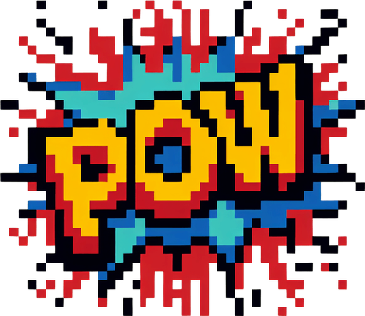 pixel art of pow comic symbol.