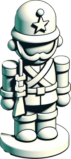 A christmas Toy Soldier. Plastic style Single Game Texture. In-Game asset. 2d. Blank background. High contrast. No shadows.