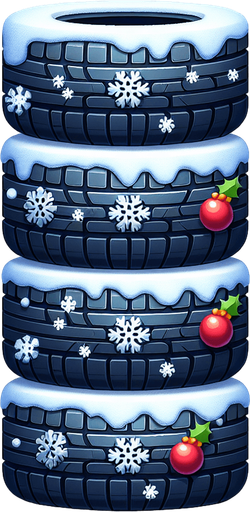 2d stacked christmas winter tire Single Game Texture. In-Game asset. 2d. Blank background. High contrast. No shadows.