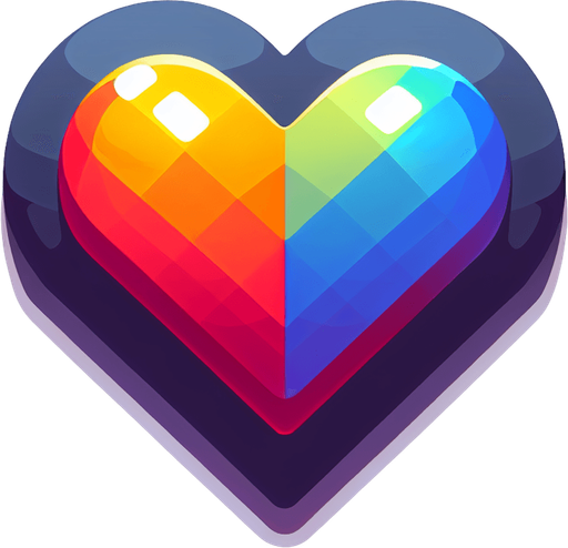 heart icon.
Single Game Texture. In-Game asset. 2d. Blank background. High contrast. No shadows.