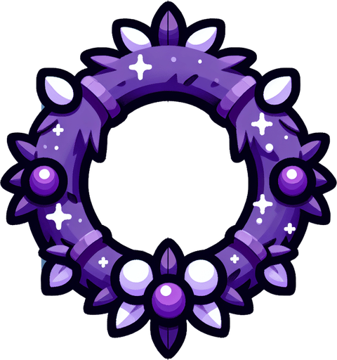 Simple Cartoon Christmas wreath. Purple
Single Game Texture. In-Game asset. 2d. Blank background. High contrast. No shadows.