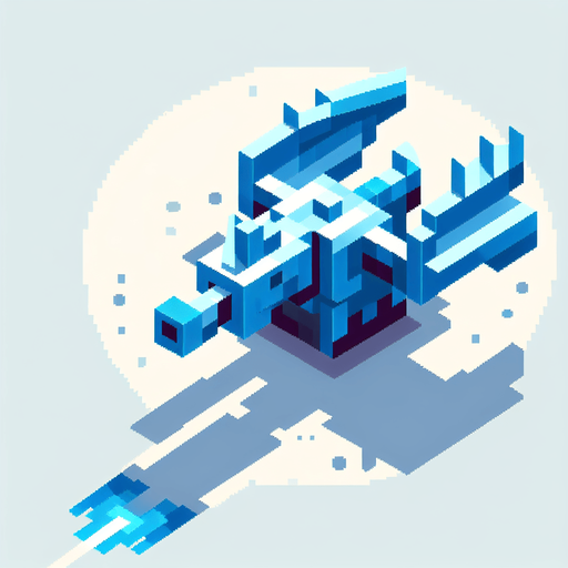 dragon shaped firing turret. top-down bird-eye perspective seen directly from above. 8-bit pixelated. blue soft-palette colored.
Single Game Texture. In-Game asset. 2d. Blank background. High contrast. No shadows.